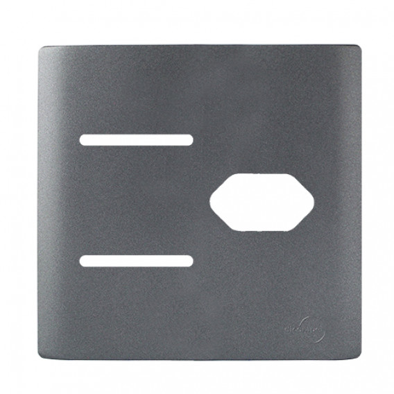 Placa p/ 2 Interrupores + Tomada 4x4 - Novara Preto Grafite Placa p/ 2 Interrupores + Tomada 4x4 - Novara Preto Grafite